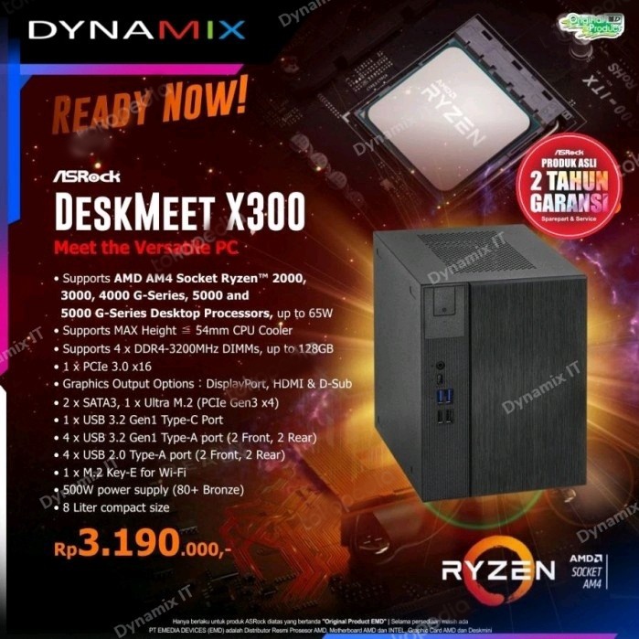 ASROCK DeskMeet X300 SFF Compact PC - AMD AM4 Support WiFi Ready | Desk Meet