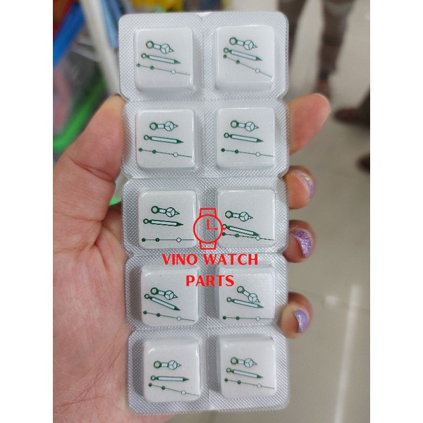 Jarum Jam Tangan NH36 , NH35 , 7s26 Isi 3pcs Radium/Lume Warna Hijau