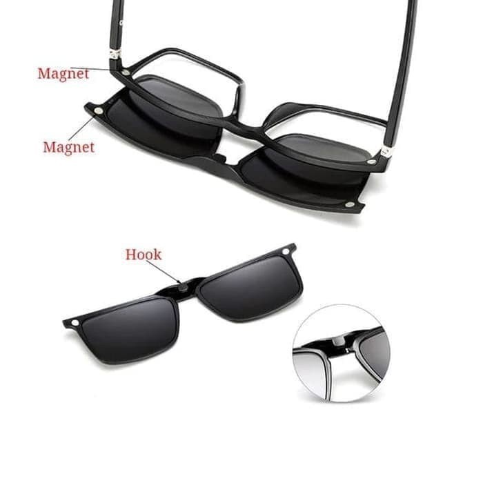 Kacamata / Sunglass Pria Wanita Clip On 5 in 1 2201A Super murah