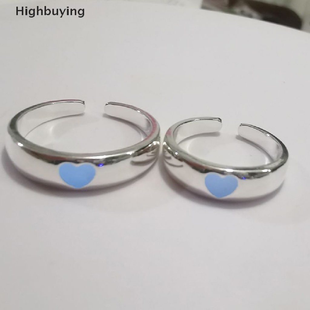 Hbid 1pasang Mode Baru Cinta Jantung Cincin Pembukaan Adjustable Retro Fluorescent Rings Bercahaya Pasangan Jantung Cincin Vintage Jari Gadis Pesta Perhiasan Hadiah Glory