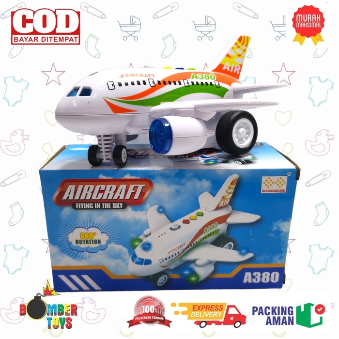 MAINAN ANAK PESAWAT TERBANG 3D LIGHT AIRCRAFT MUSIK LAMPU PLANE BUMP n GO KADO TERBAIK