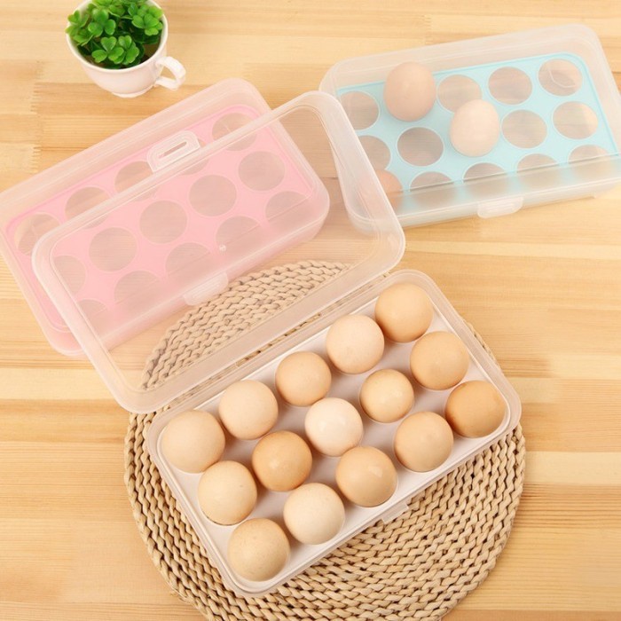Kotak Tempat Penyimpanan Telur 15 Lubang Storage Box Egg 15 Sekat