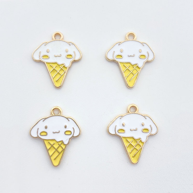 4 Pcs alloy enamel Hewan Lucu Es Krim Liontin Kalung handmade DIY Membuat Perhiasan Aksesoris