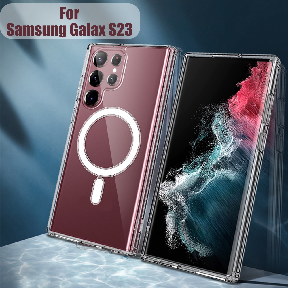 Transparan Cakupan Penuh Ponsel Cover Pelindung Aksesoris Anti Gores Ponsel Case Phone Case Magnetik Ultra-Tipis Lembut Untuk Samsung Galaxy S23 Series Tahan Debu