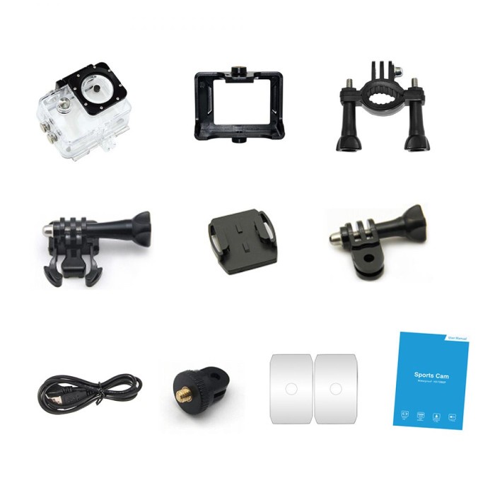 Set Action Camera Sport Cam 4k Wifi Waterproof 30M Case LCD 2&quot; F60