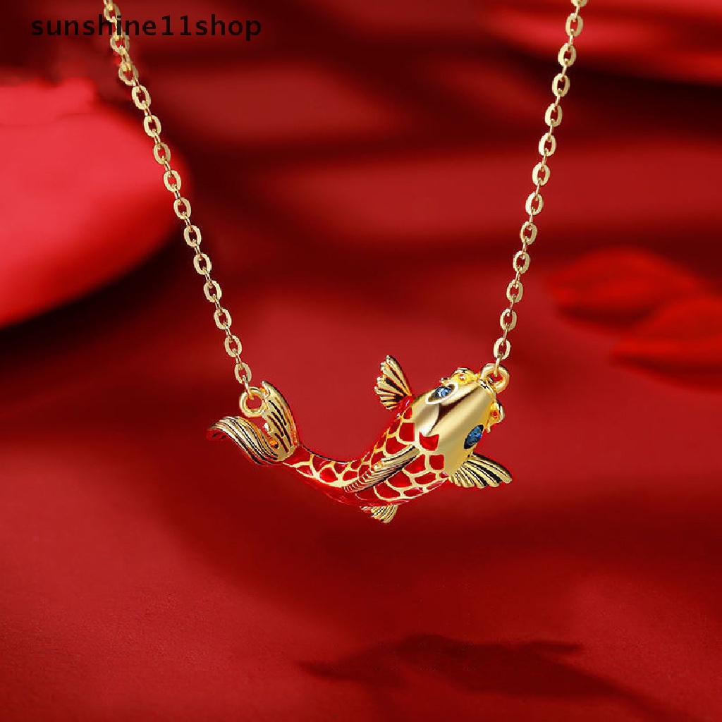 Sho Indah Enamel Cryst Ikan Liontin Kalung Wanita Anti Karat Perhiasan Rantai Leher Emas Choker Hadiah Kado Ulang Tahun Untuk Gadis N