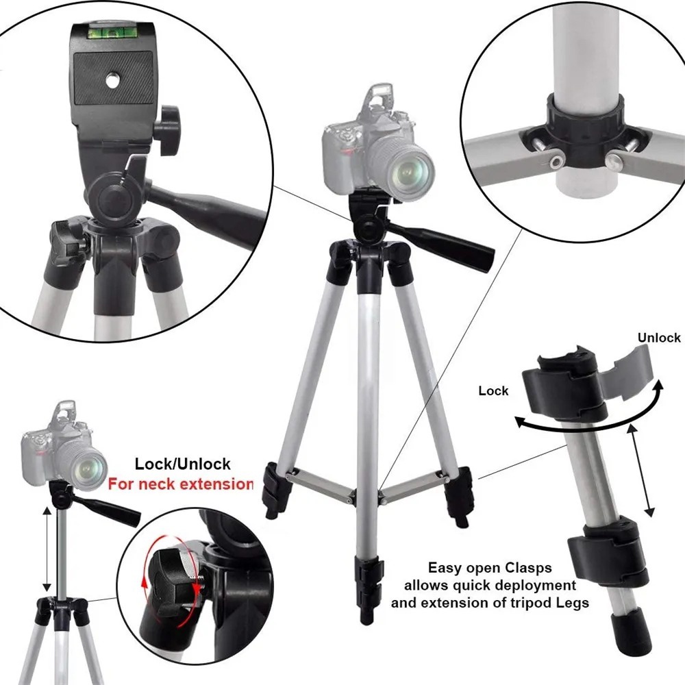 Tripod 3110 Aluminium Teleskopik DSLR Kamera Smartphone Holder
