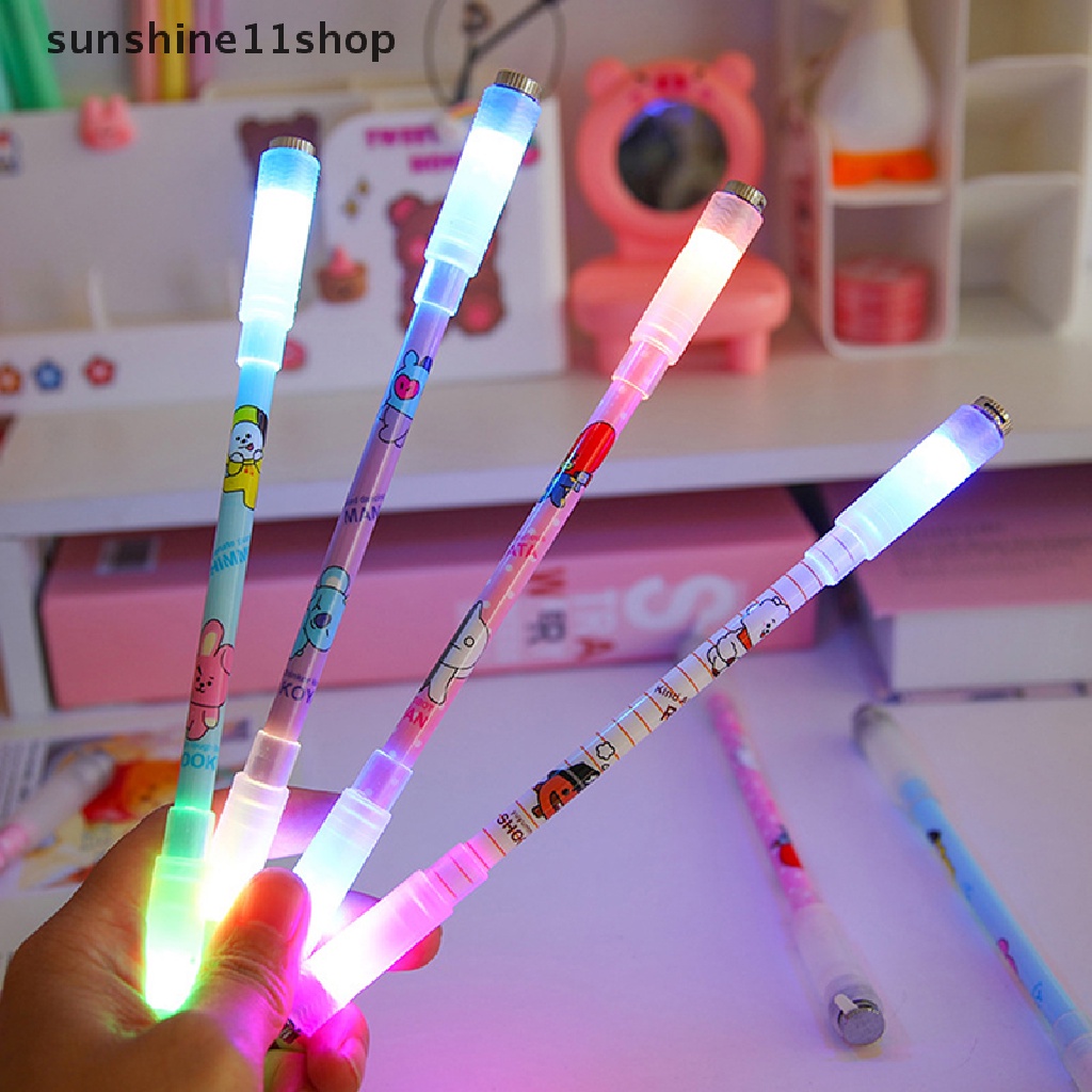 Sho Keren Rotag LED Flash Gel Pen Dengan Lampu Siswa Mode Gaming Spinning Pen Ballpoint Mahasiswa Pereda Tekanan Hadiah Pena Alat Tulis N