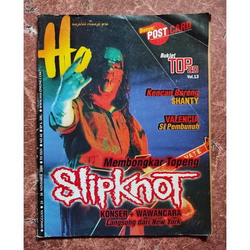 Majalah Hai Tahun 2000 Cover Slipknot (Artikel Membongkar Topeng Slipknot)
