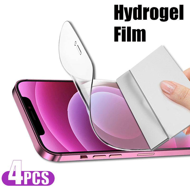 4pcs Film Hydrogel Untuk iPhone 14 13 12 11 Pro Max Plus Film Pelindung Layar HD Mini Untuk iPhone 6 6s 7 8 SE 2020 2022 X Xs XR Max