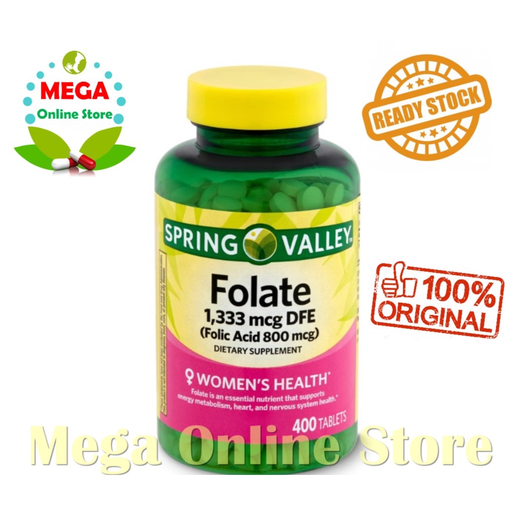 Spring Valley Folate 1333 mcg DFE Folic Acid 800 mcg 400 Tablet