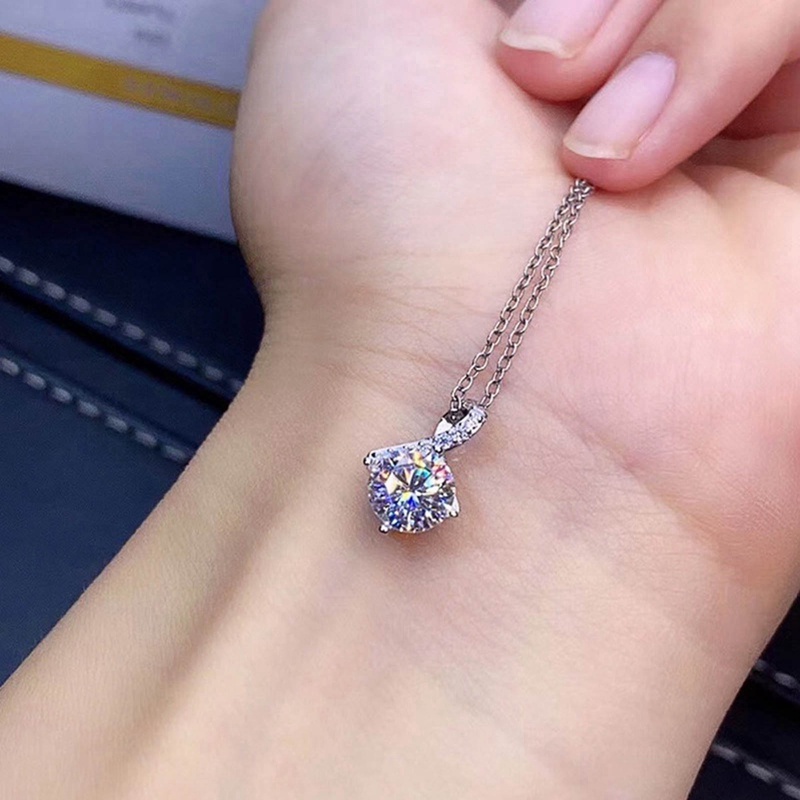 Kalung Liontin Cubic Zirconia Sederhana Bergaya Untuk Wanita Berlapis Perak Fashion Perhiasan Aksesoris Leher Lady Serbaguna