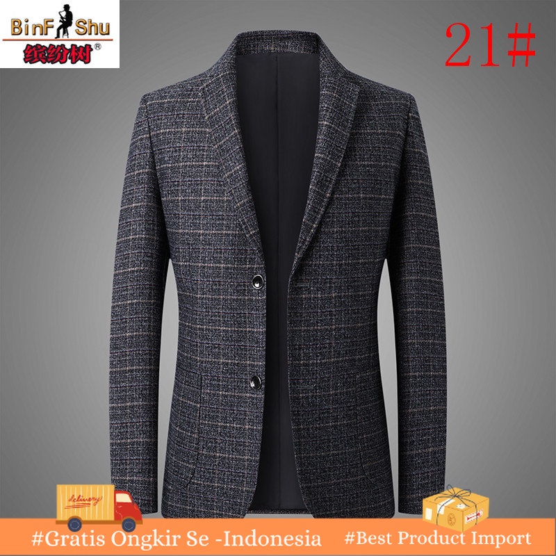 Jas Kantor Pria    Setelan 2023   Kasual Slim Fit   Tipis Kotak-kotak Jas Import Berkualitas