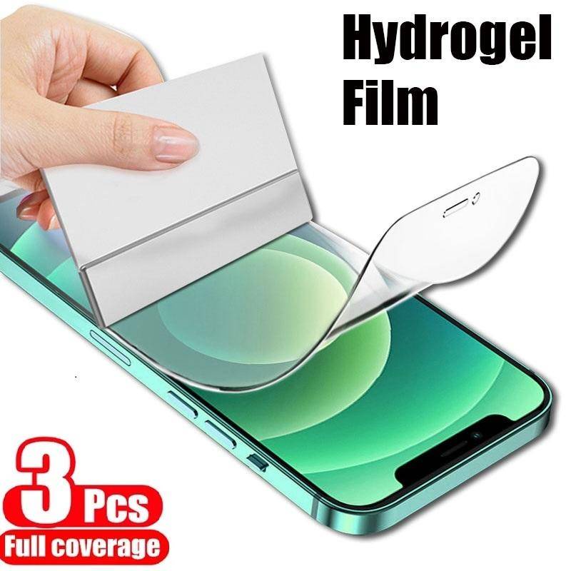 3pcs Untuk Iphone14 13 12 11 Pro Max Mini Plus Soft Hydrogel Film Pelindung Silikon TPU Pelindung Layar Untuk iPhone 6 6s 7 8 SE 2020 2022 X Xs XR Max Bukan Kaca