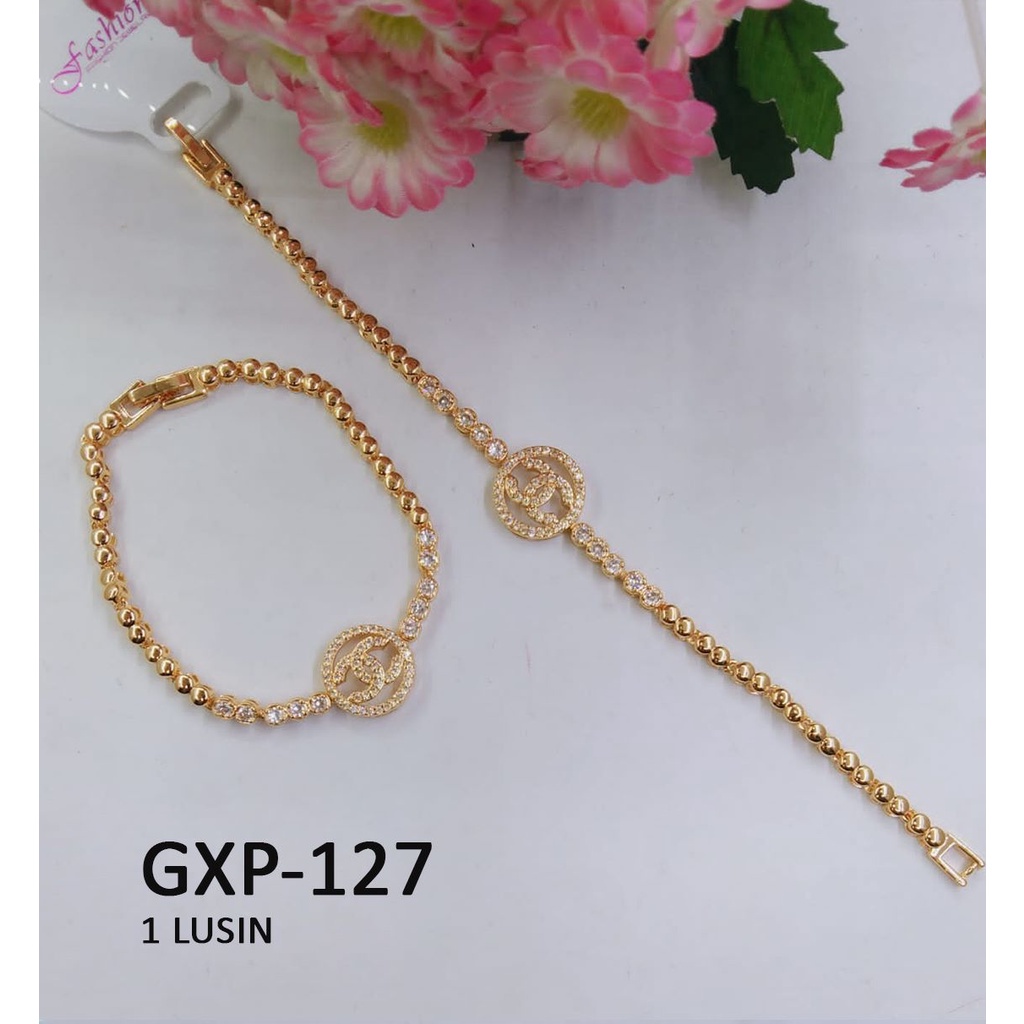 [1 LUSIN ISI 12] GELANG XP RANTAI EMAS GOLD SILVER BULAT DIAM BOLA TERMURAH / DUNIA GELANG TEBARU