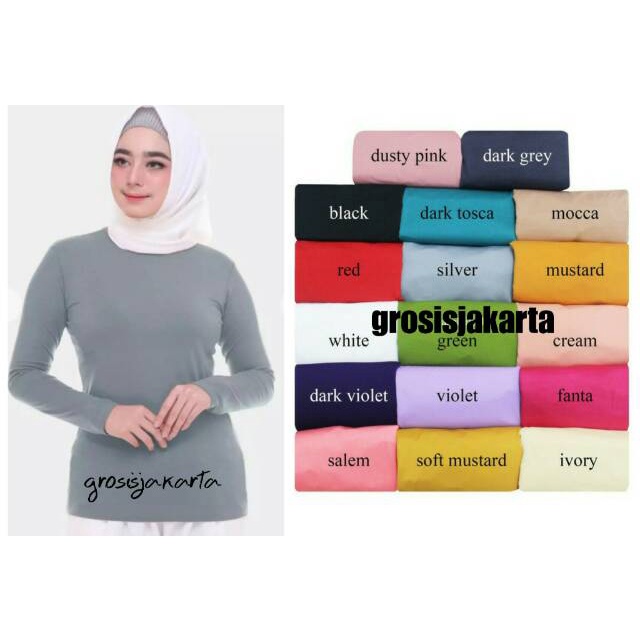 Kaos Lengan Panjang Bahan RAYON POLIESTER / Manset Dewasa / Mangset Baju Jumbo