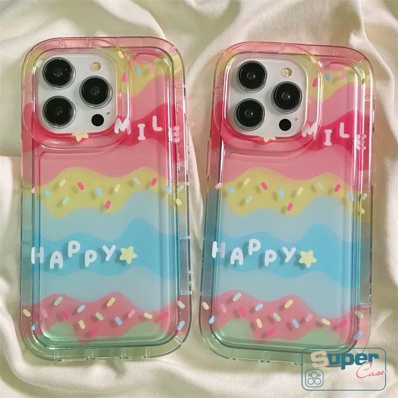 IPHONE Kompatibel Untuk Iphone11 7Plus XR 13 12 14 Pro Max6 6s 8plus X Xs Max SE 2020 INS Kreatif Warna-Warni Pelangi Selamat Senyum Permen Warna Shockproof Airbag Transparan Lembut TPU Cover