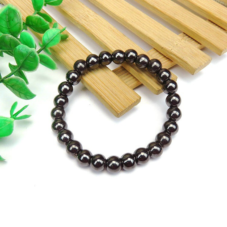 Gelang Trendy 8mm Cool Black Magnetic Hematite Stone Therapy Healthcare Beads Bracelet