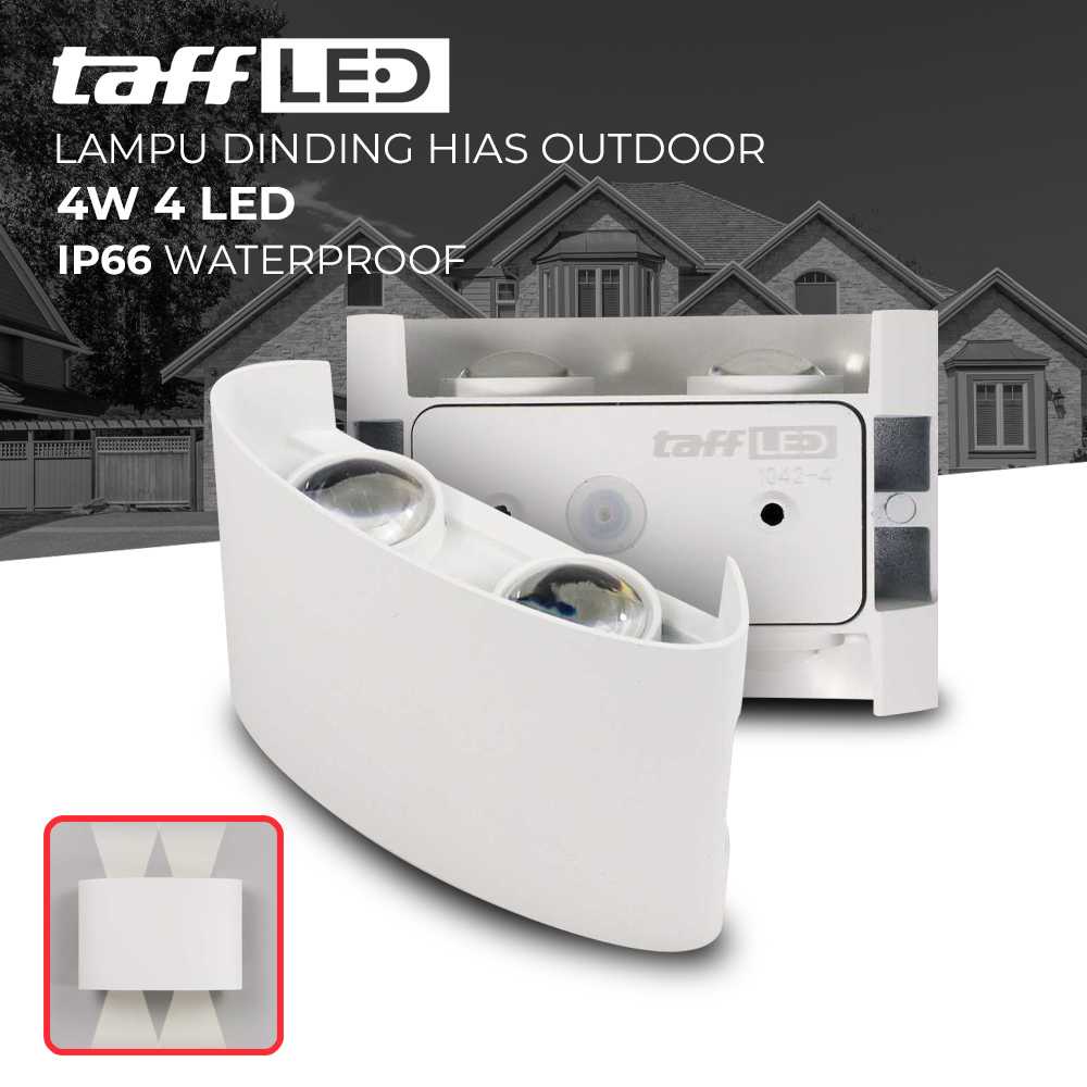 (BISA COD) FTIHSHP LED Lampu Dinding Hias Outdoor Aluminium IP66 4W 4 LED Tri-Color - 1042-4