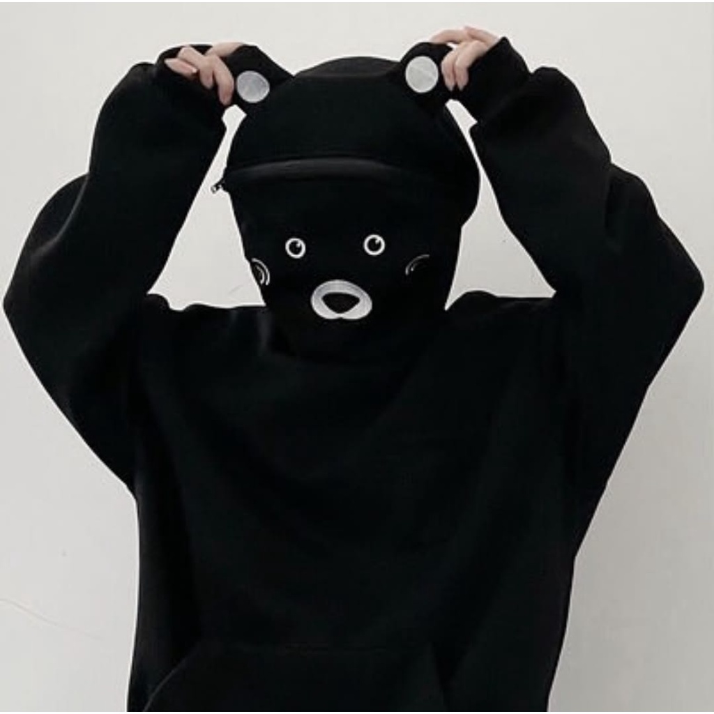 CANDY BEAR SWEATER HOODIE OVERSIZE WANITA KOREAN STYLE - SWEATER HOODIE LUCU TERBARU