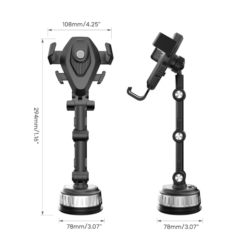 Bt Portable Car Phone Holder Air Socket Mount Klip Penjepit Adjustable Handphone Stand Bracket GPS Stretch Penyangga360°-Rotati