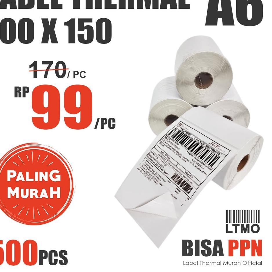 

12.12 STOK READY Label Barcode MURAH 100 x 150 A6 kertas stiker thermal 500 pcs 
