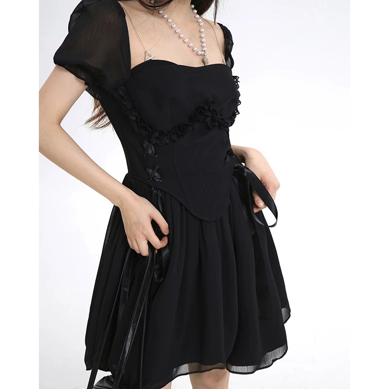 ALUNA GOTHIC STYLE DRESS little black dress 2022 casual korean