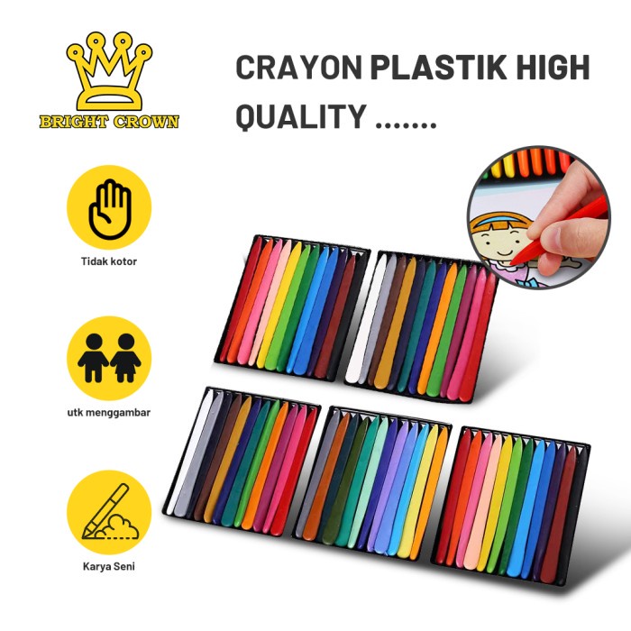 

Terlaris Bright Crown Crayon Magic Anti Kotor Isi 12/24/36Pcs Crayon Anak