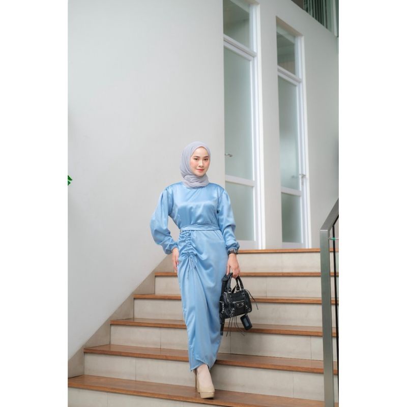 Dress Serut Satin Gamis Wanita Premium Kondangan Dress Pesta Panjang