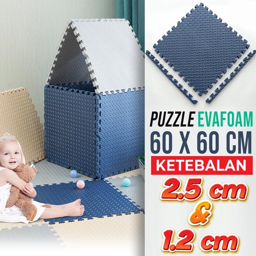 ֍ Hongzhuo Puzzle Evafoam Alas Lantai Polos Premium 60X60 CM Tebal 12MM &amp; 25MM ❅