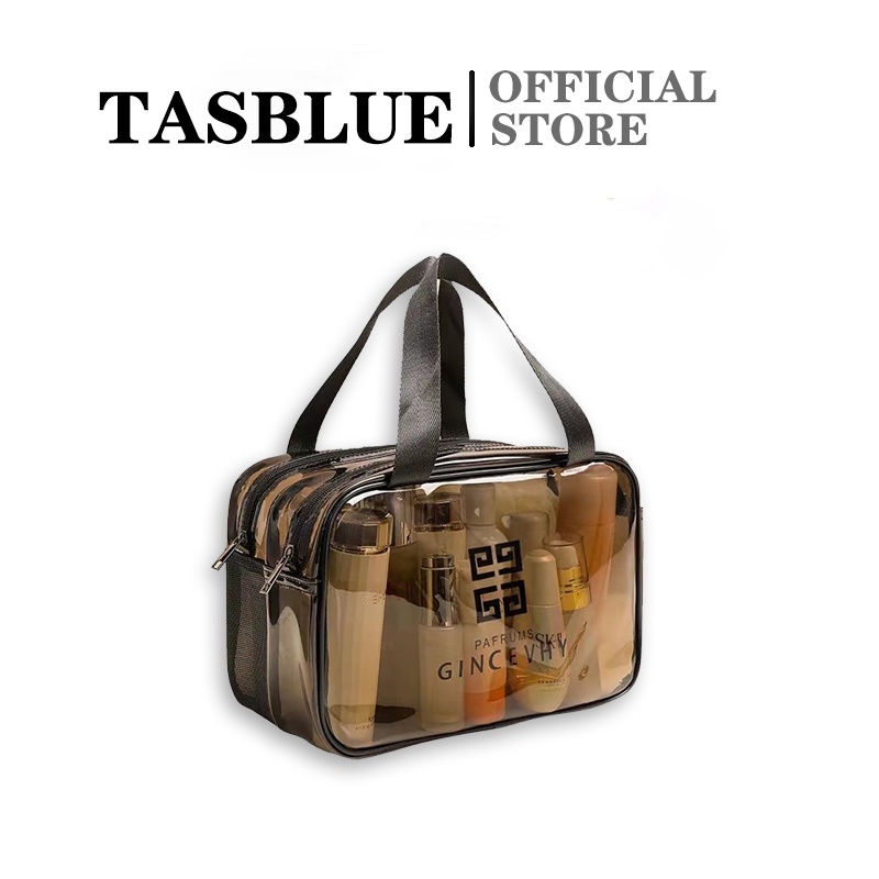 TASBLUE Tas Kosmetik Portabel Model Transparan Bahan Plastik Perjalanan Tahan Air T17 Mencuci Tas Penyimpanan Serbaguna Tas Kosmetik Mencuci Tas Travel Organizer Makeup Transparan Waterproof Small Portable Washing Bag