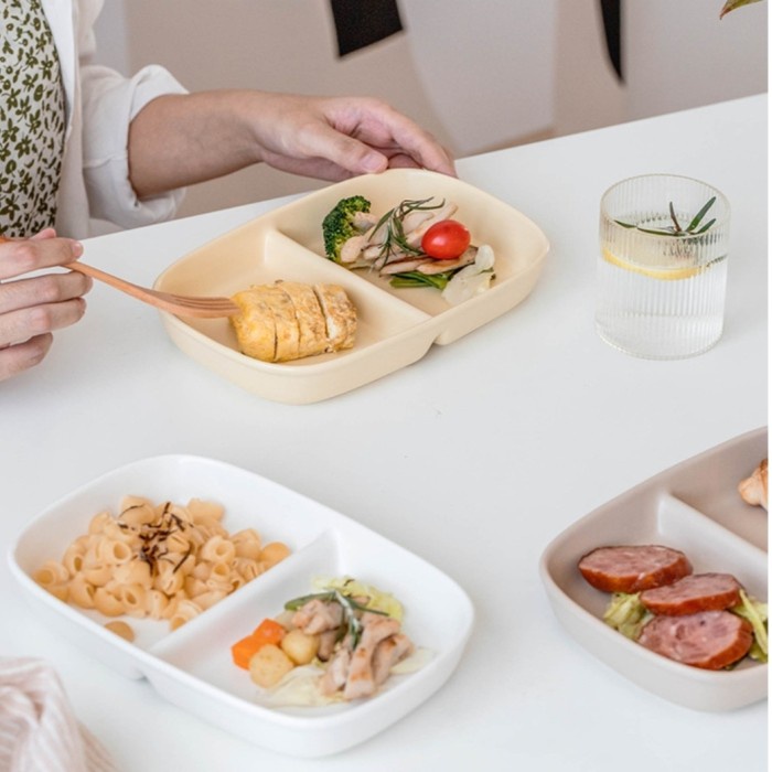 Piring Akata 2 Grid Plate / Piring Sekat 2 / Piring Makan Keramik Bersekat