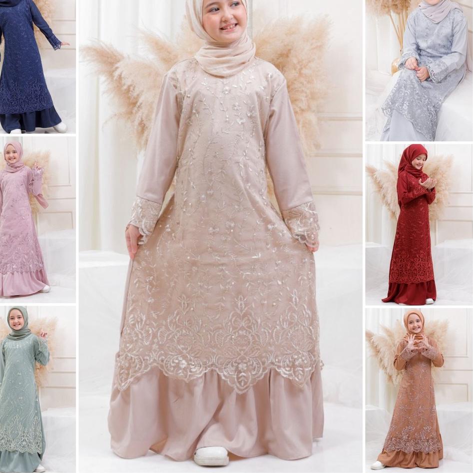➫ GAMIS MITHA ANAK MAXI TANGGUNG 9-12th DRESS MUSLIM REMAJA BRUKAT TILE BORDIR LEBARAN IDUL FITRI PR