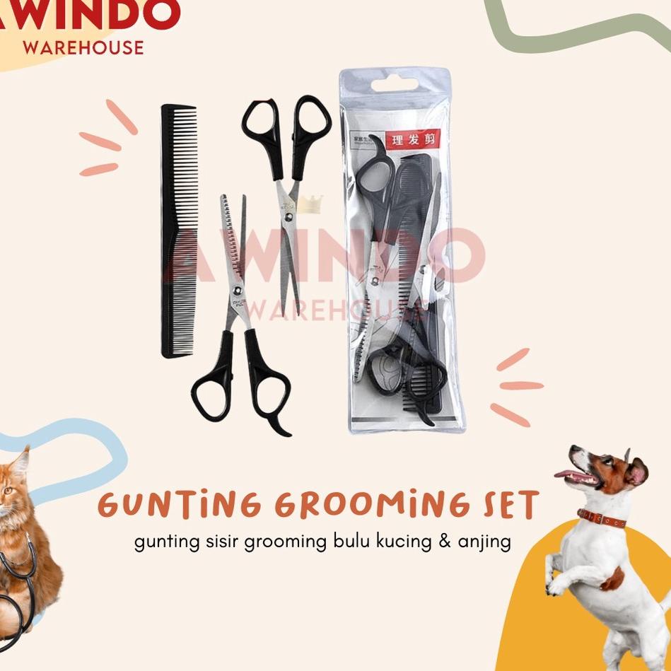Harga Promo GUNTING GROOMING SET - Gunting Sisir Grooming Bulu Kucing Anjing