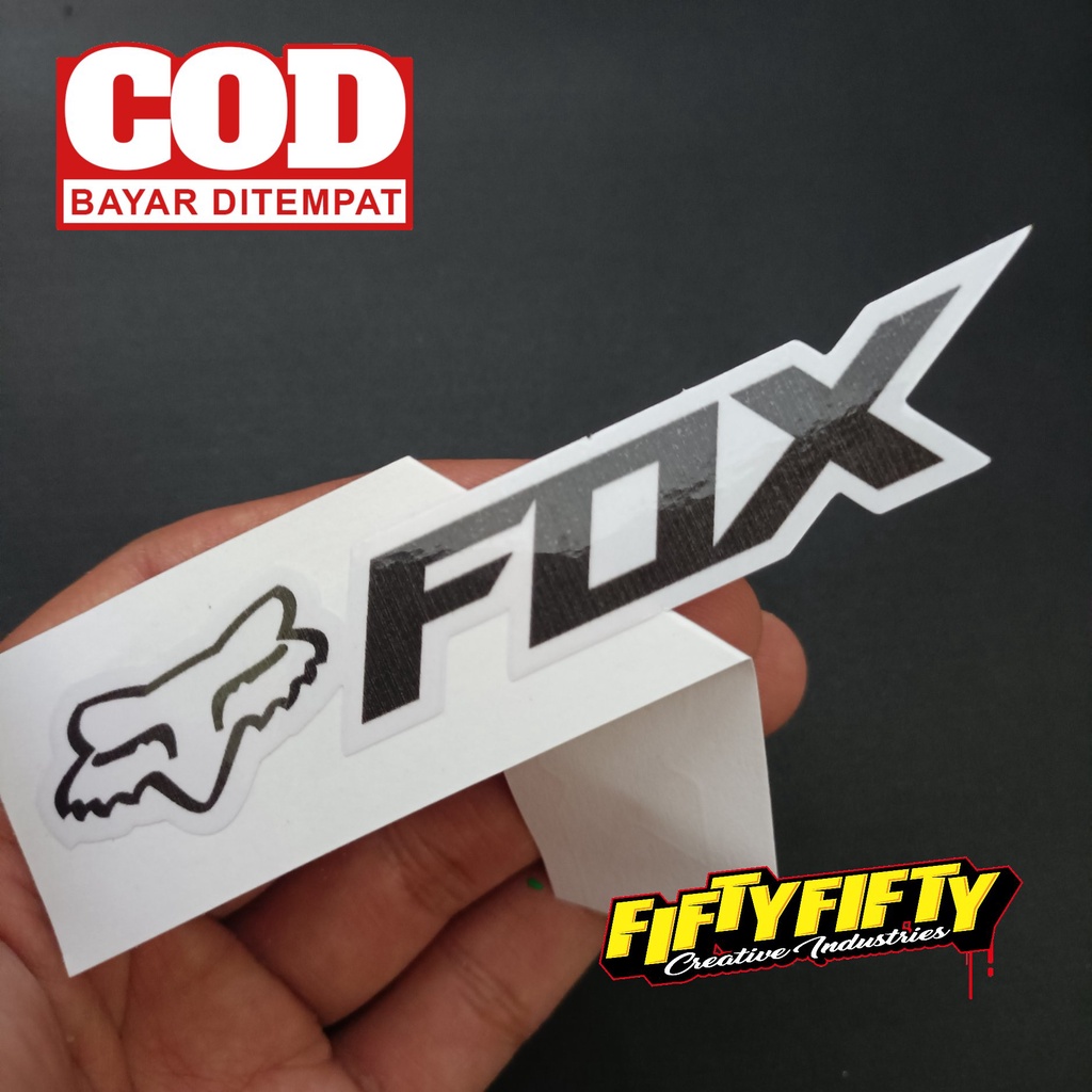 Stiker Print Cut FOX Stiker Printing Laminasi Glossy Stiker Motor Mobil Helm Sudah Membentuk Pola Desain