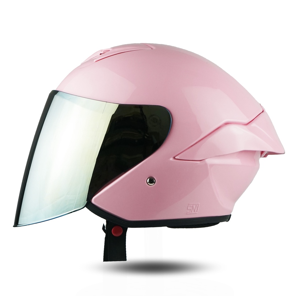 HELM JITSU JS1 SERIES SOFT PINK SNI KACA REDGOLD