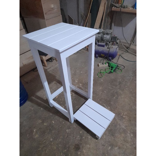 meja dispenser kayu galon pake POMPA bawah roda