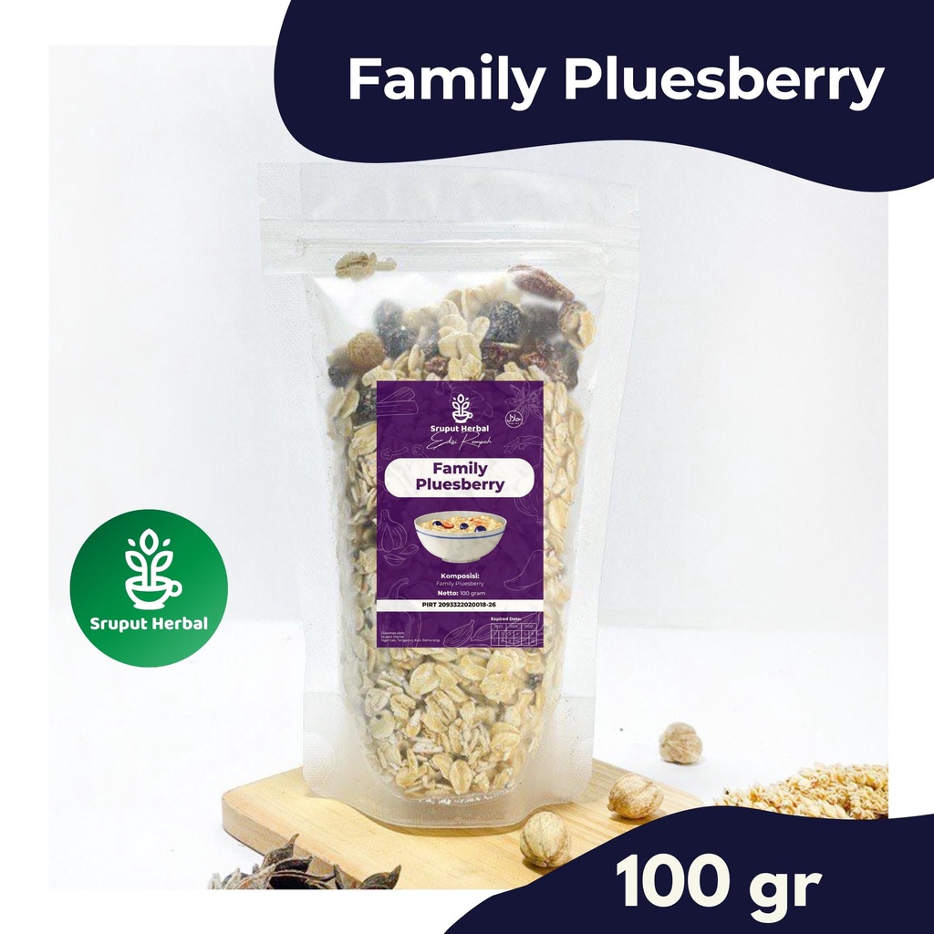 100g Family Pluesberry Oat With Blueberry Untuk Sarapan Kualitas Premioum Murah Sruput Herbal