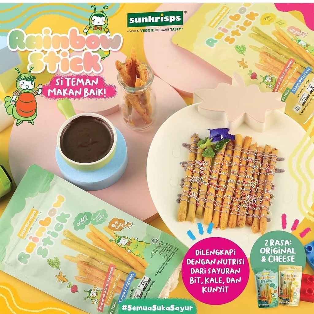 SUNKRISPS BISKUIT STIK SAYURAN RAINBOW 50GR SNACK ANAK NON MSG