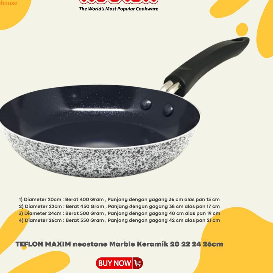 ✨TERBARU✨ TEFLON MAXIM FRYPAN ANTI LENGKET neostone Marble Keramik 20 22 24 26cm serbuuu 