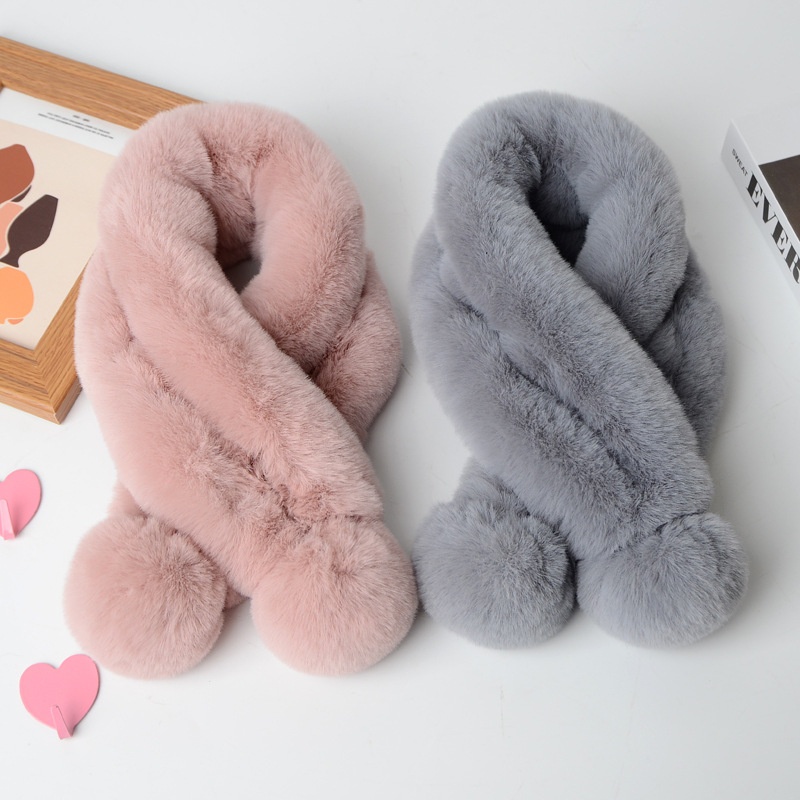 SYAL BULU FASHION LUCU KOREA MUSIM DINGIN Syal Bulu Winter Scarf Rabbit Fur Selendang Syal Tebal Hangat Fashion mewah