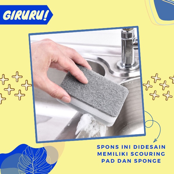 Sikat Spons Abu 2 Sisi / Sikat Kerak Cuci Piring / Scrub Anti Noda / Spons Sabun Penghilang Noda Kerak Bandel / Spons Sponge Cuci Piring Dua Sisi Busa Cuci Piring Penghilang Minyak / Double Side Spons Pencuci Piring Serbaguna , Spon Cuci 2 Sisi Warna Abu