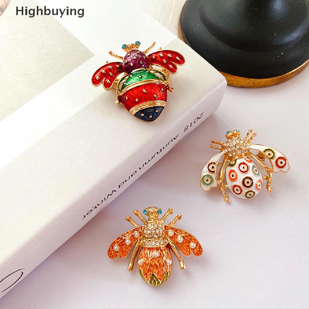 Hbid Vintage Enamel Lebah Bros Pin Baroque Mutiara Serangga Perhiasan Bros Untuk Lady Lencana Kerah Pin Glory