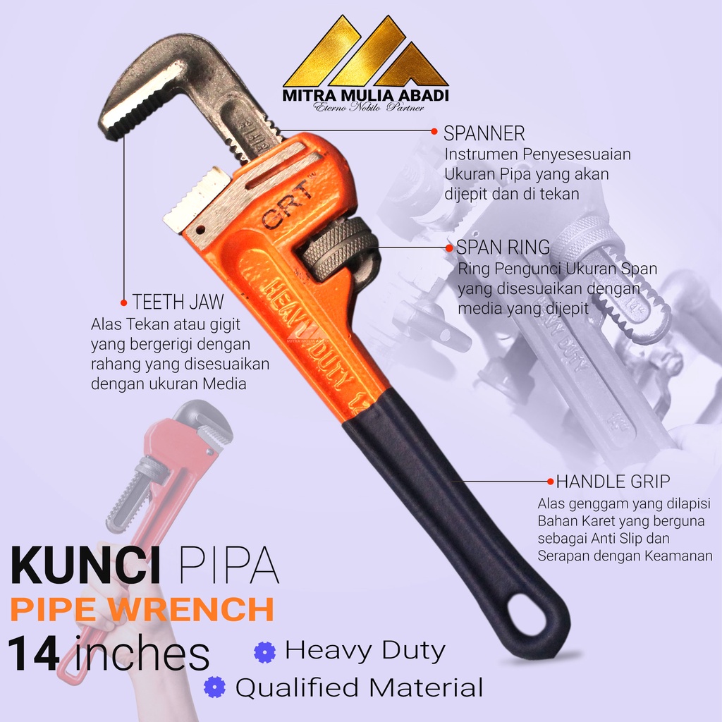 Kunci Pipa 14 inch Pipe Wrench Paip Kunci Pas Pipa