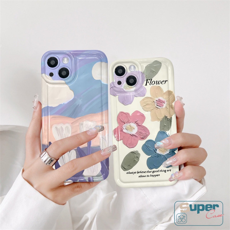 Art Spring Cat Minyak Casing Redmi Redmi Note8 Redmi 10C 12C 9 10 9T 9C NFC A1 10A 9A Note8 10 9 10S 11 POCO F4 Fresh Flowers Tulips Shockproof Airbag Soft TPU Flower Cover