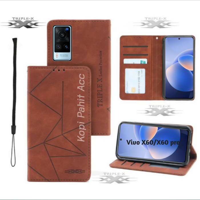 Case Vivo X60 X60 Pro Flip Cover Wallet Leather Case Dompet Magnet Sarung Kulit