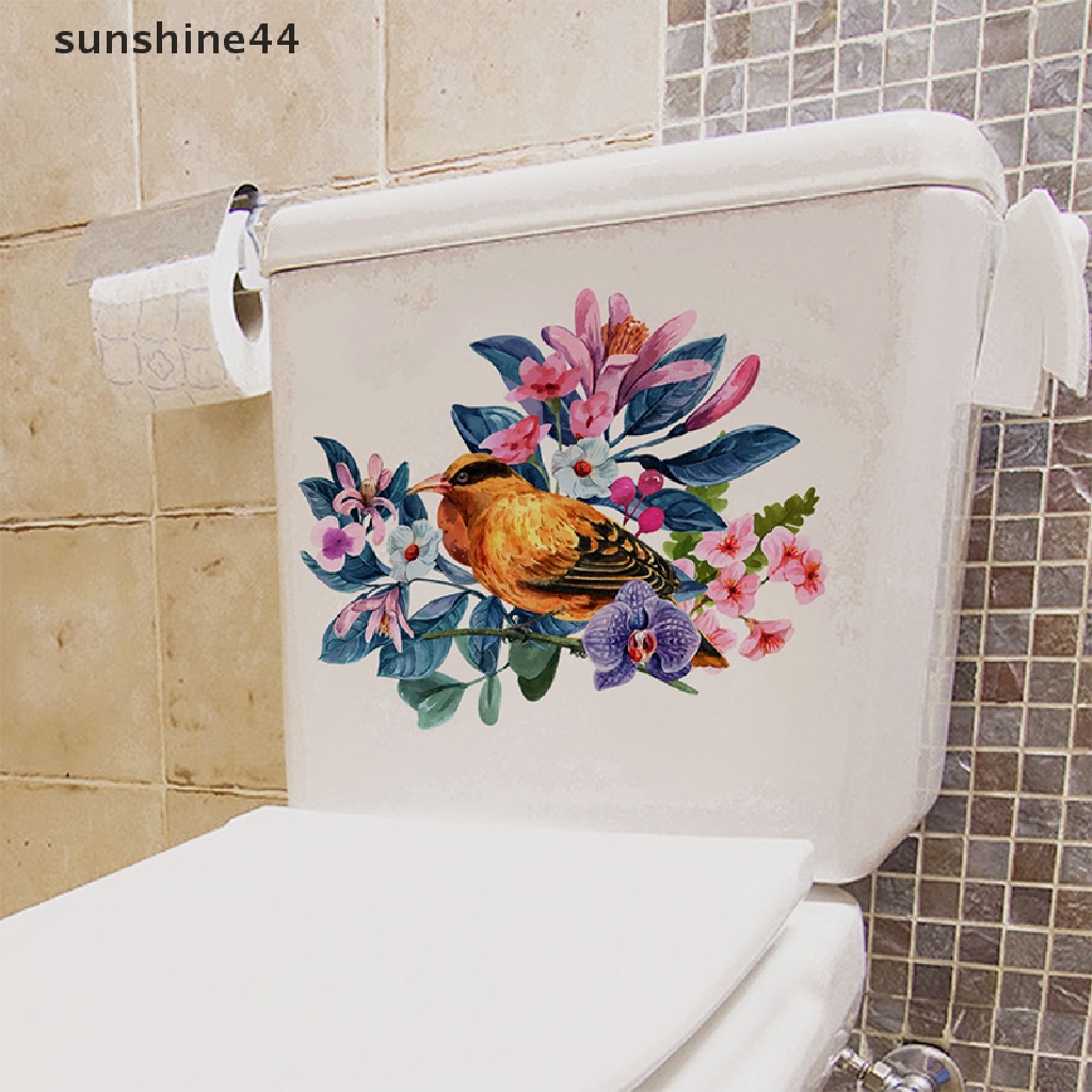 Sunshine Hijau Daun Tanaman Stiker Dinding Kamar Mandi Toilet Dekorasi Ruang Tamu Lemari Dekorasi Rumah Decals Mempercantik Diri Perekat Mural ID