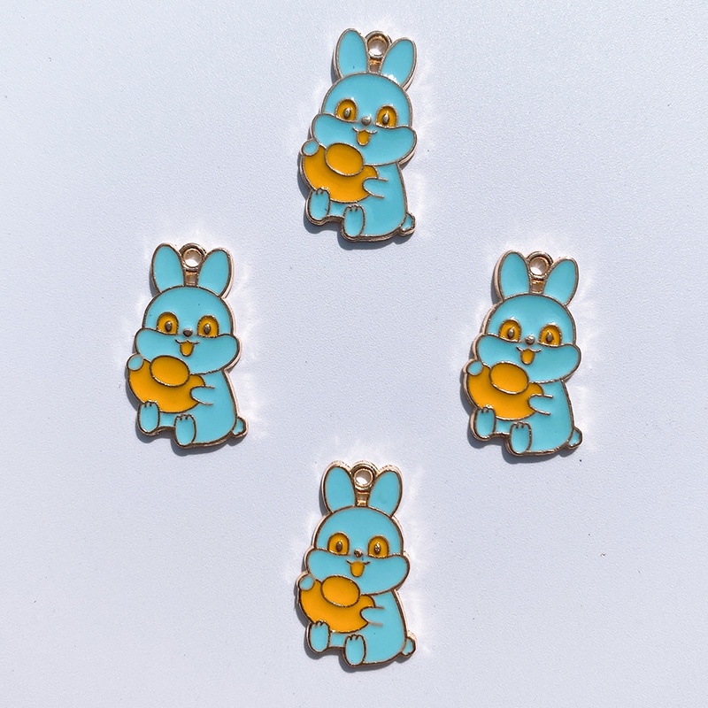 Charming Rabbit Pendant 4 Pcs Warna Paduan Menetes Minyak Hewan Liontin DIY Gelang Kalung Membuat Perhiasan