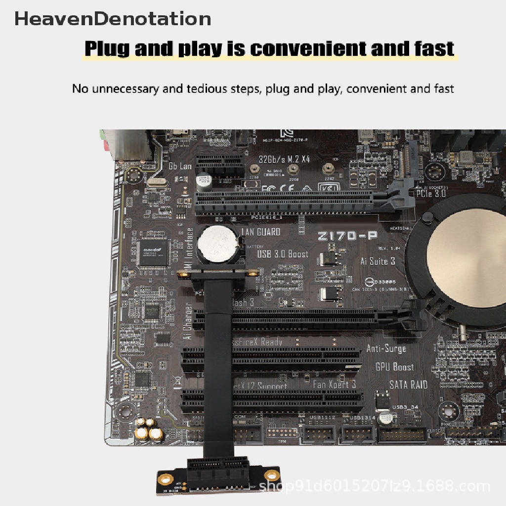 [HeavenDenotation] Pcie X1 Kabel Riser Dual 90derajat Sudut Kanan Extension Cable PCI Express 1x Riser Card Ribbon Extender HDV