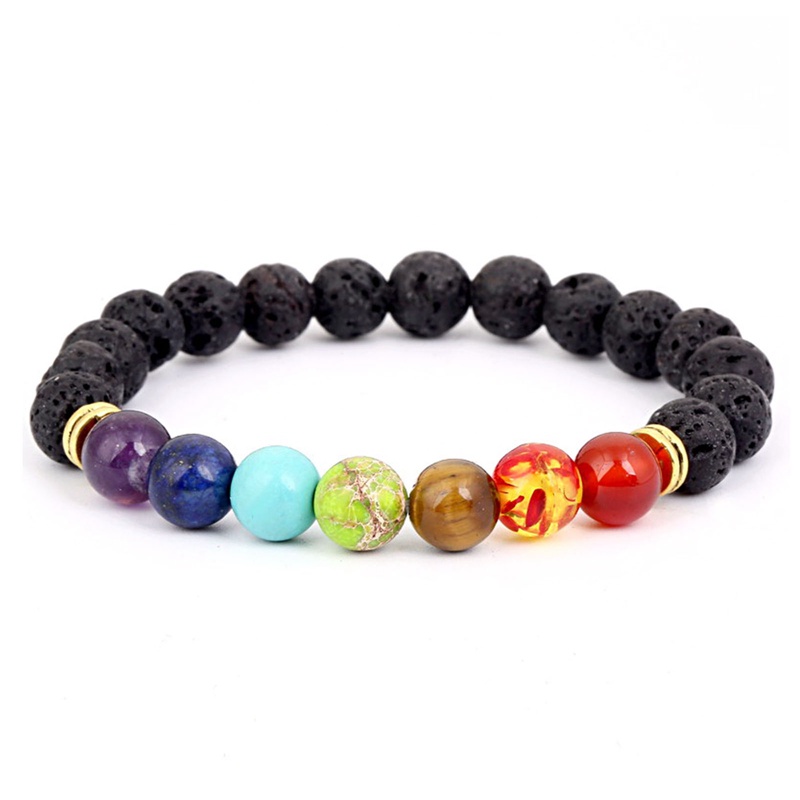 Buddha Bless Menurunkan Berat Badan Chakra Gelang Black Lava Healing Balance Beads Reiki Prayer Gelang Batu Alam Untuk Wanita